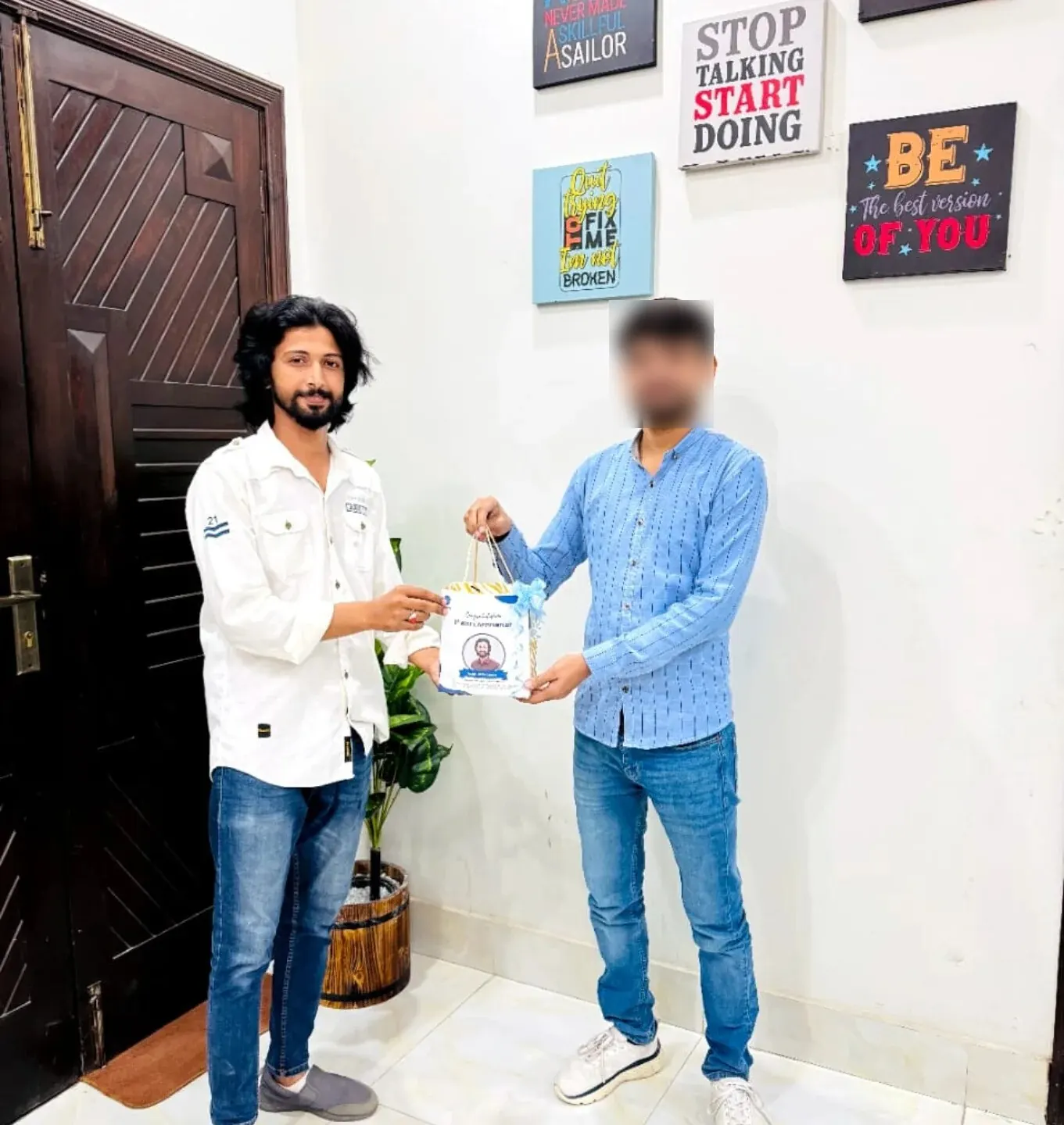 Dev Entity team certificate handoff inside the office