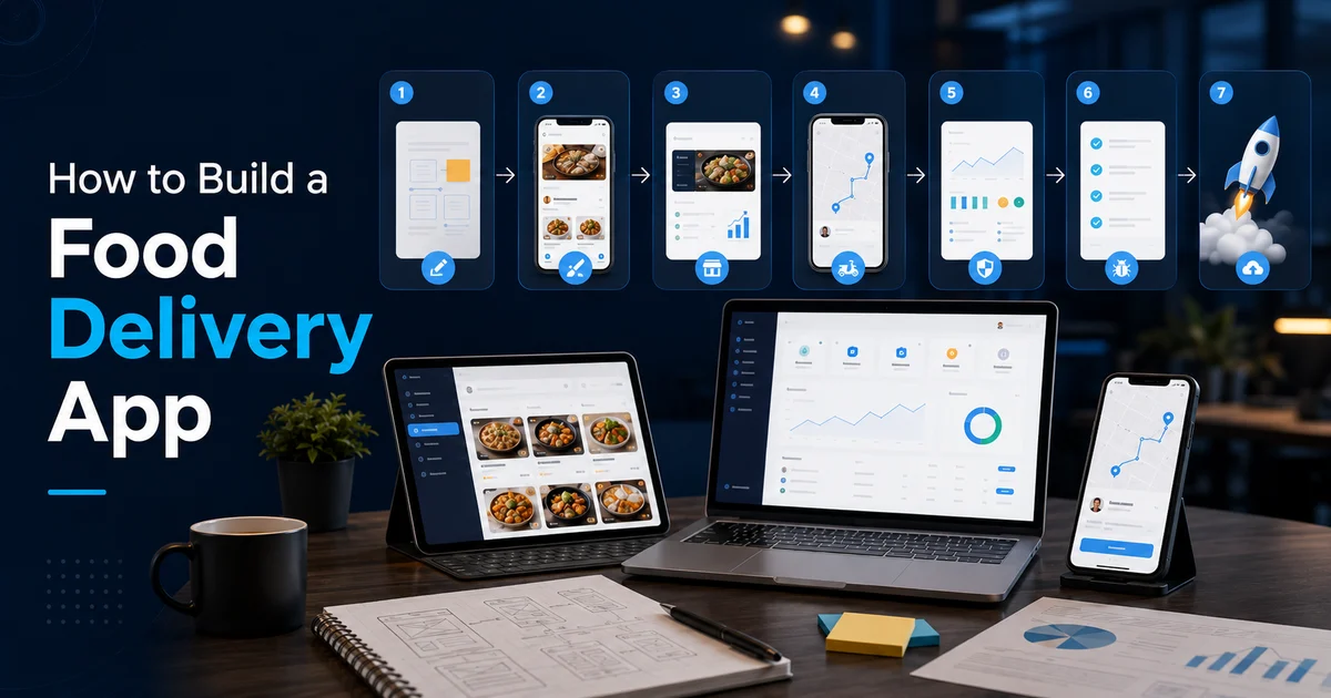 Step by step food delivery app build plan with customer app, restaurant panel, driver app, and admin dashboard