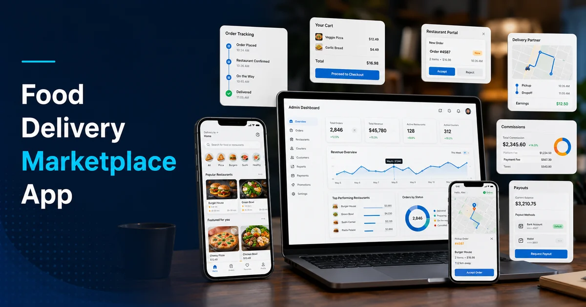 App like Uber Eats build plan with customer app, restaurant portal, courier app, payments, and admin tools