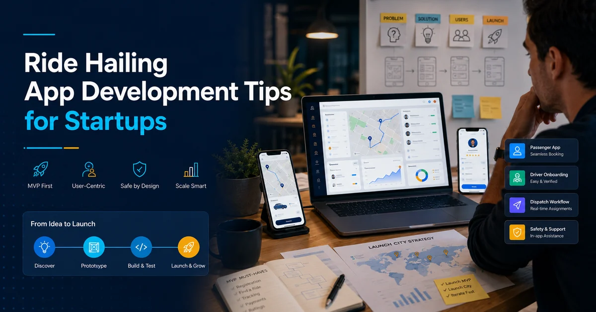 Uber clone app startup checklist with passenger app, driver app, dispatch, payments, and safety workflows