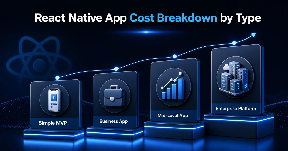 React Native app cost breakdown by type from simple MVP to enterprise platform