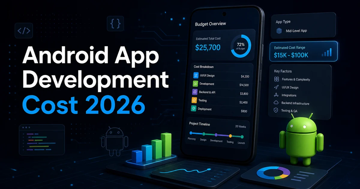 Android App Development Cost 2026 pricing dashboard