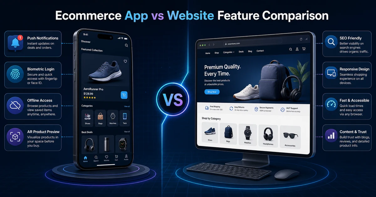 Ecommerce App vs Website Feature Comparison